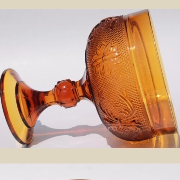 Vintage amber glass pedestal compote - Picture 3 of 5